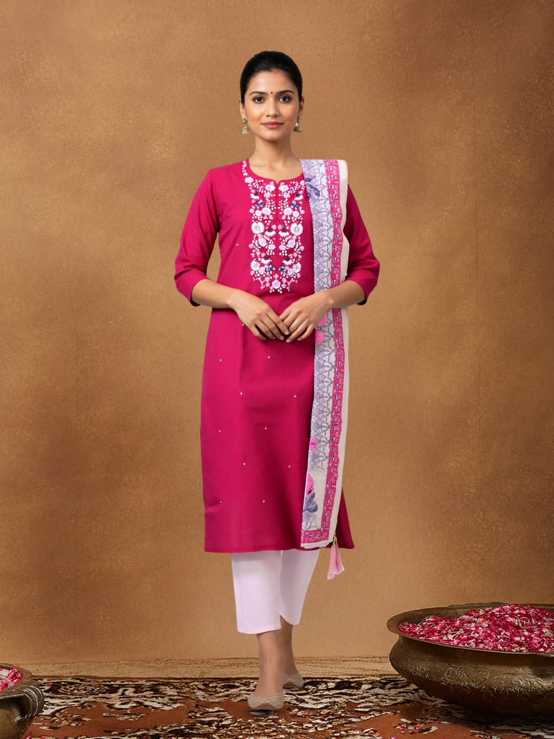 Elegant Floral Embroidered Ethnic Salwar Suit Set