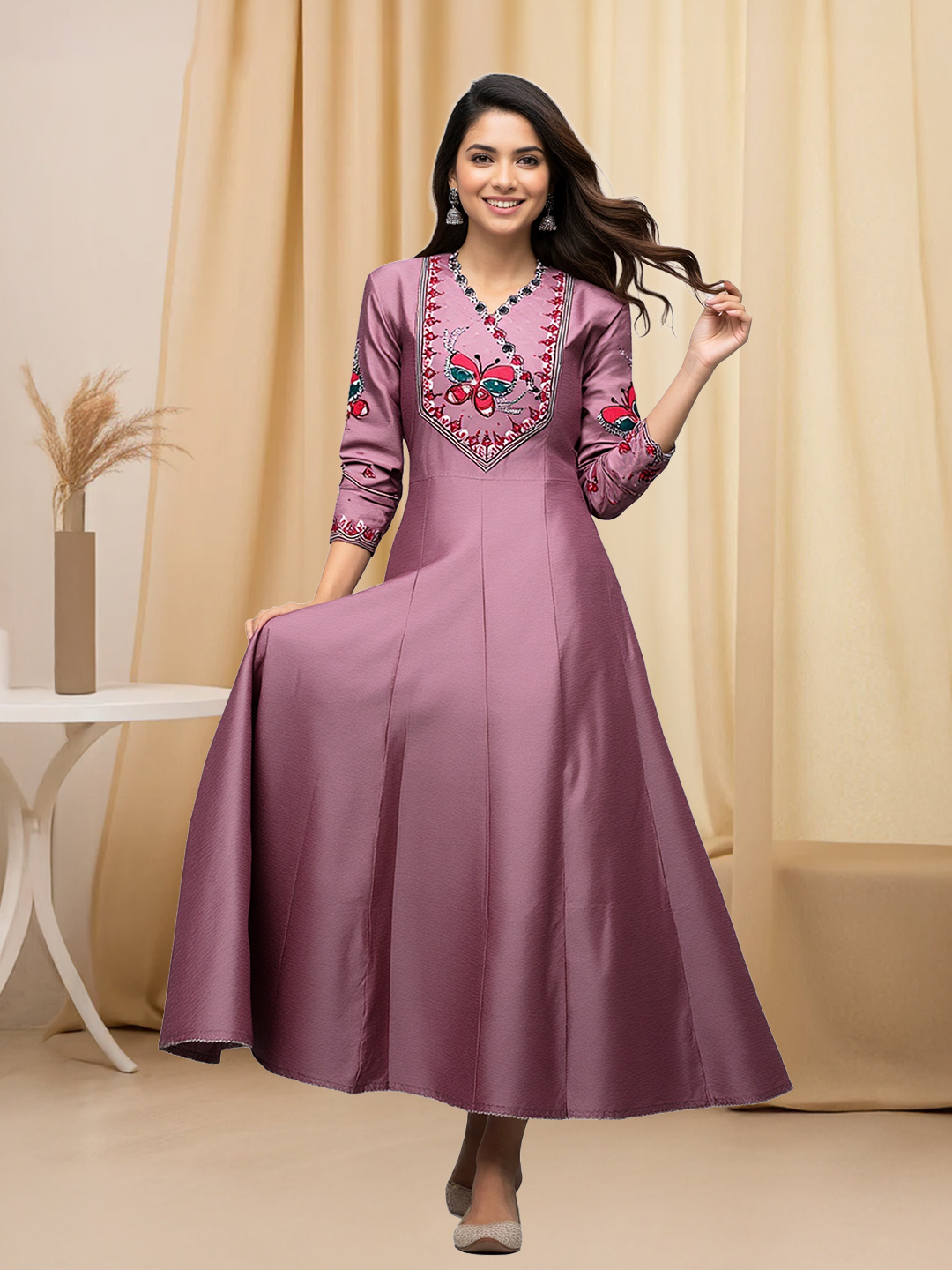 Embellished Butterfly Embroidered Anarkali Kurta
