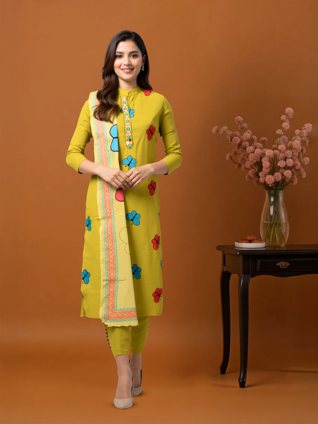 Ethnic Butterfly Embroidery Salwar Suit Set