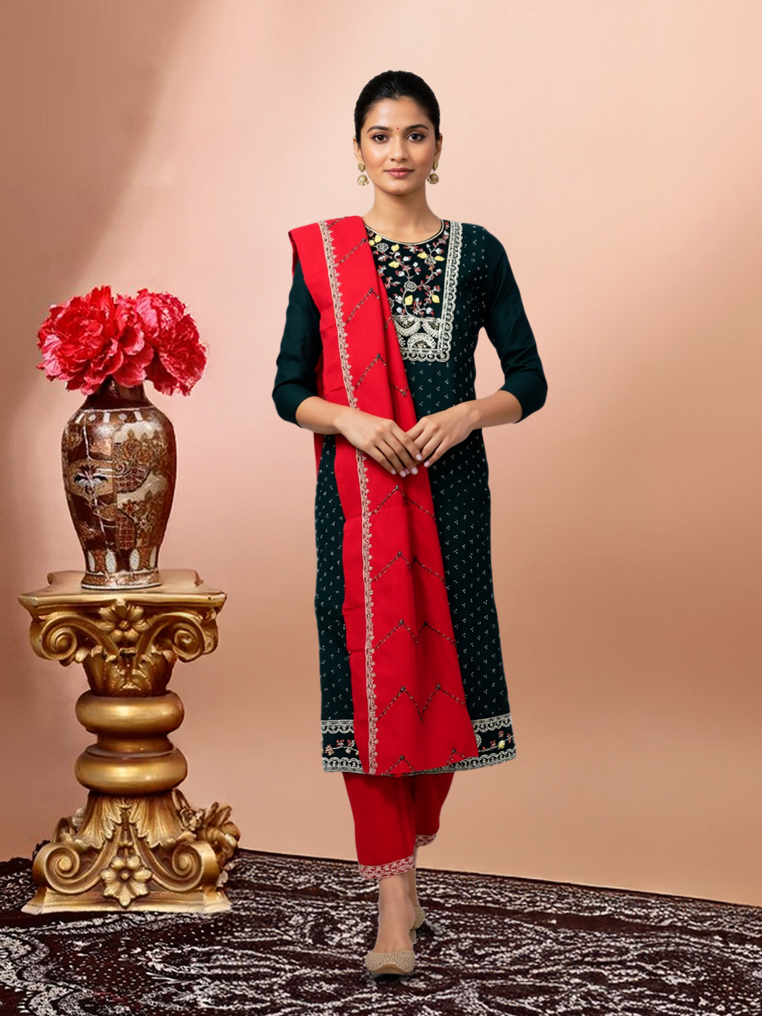 Floral Embroidered Ethnic Salwar Suit Set