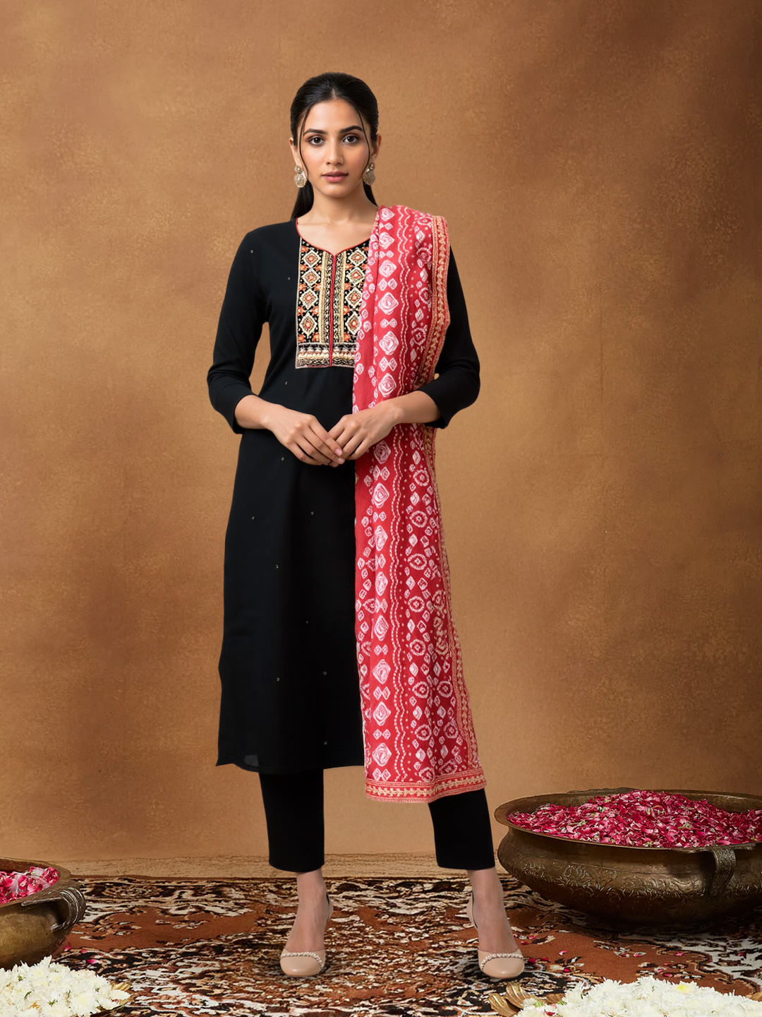 Traditional  Embroidered  Salwar Suit Set