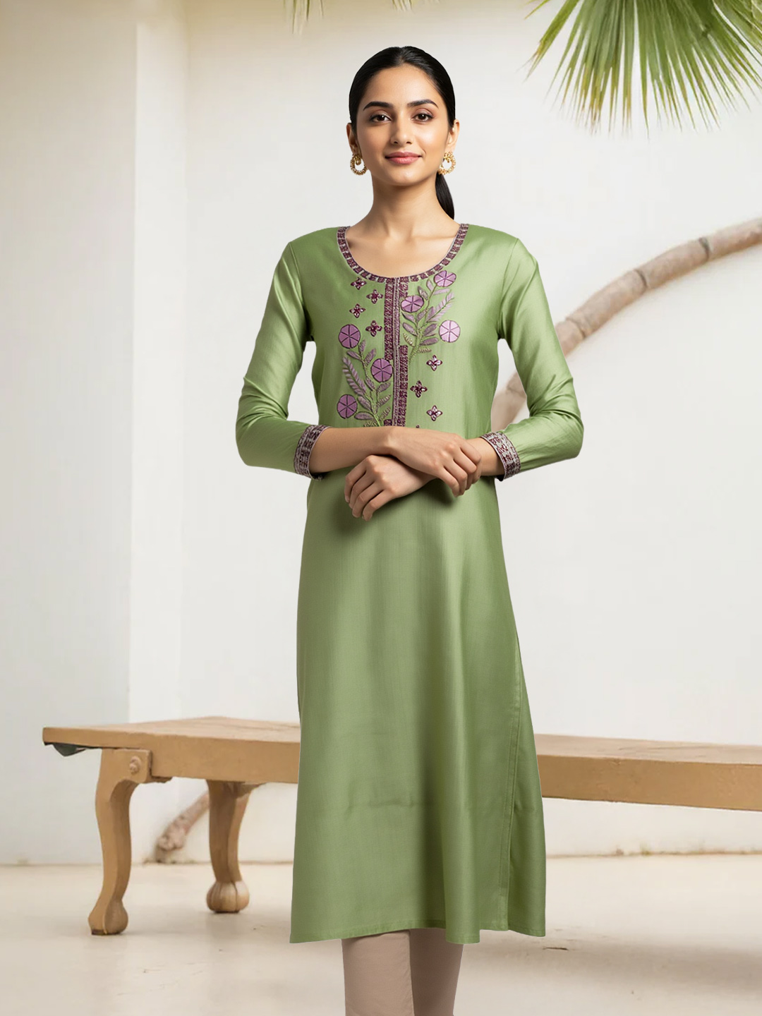 Elegant Floral Embroidered Kurti