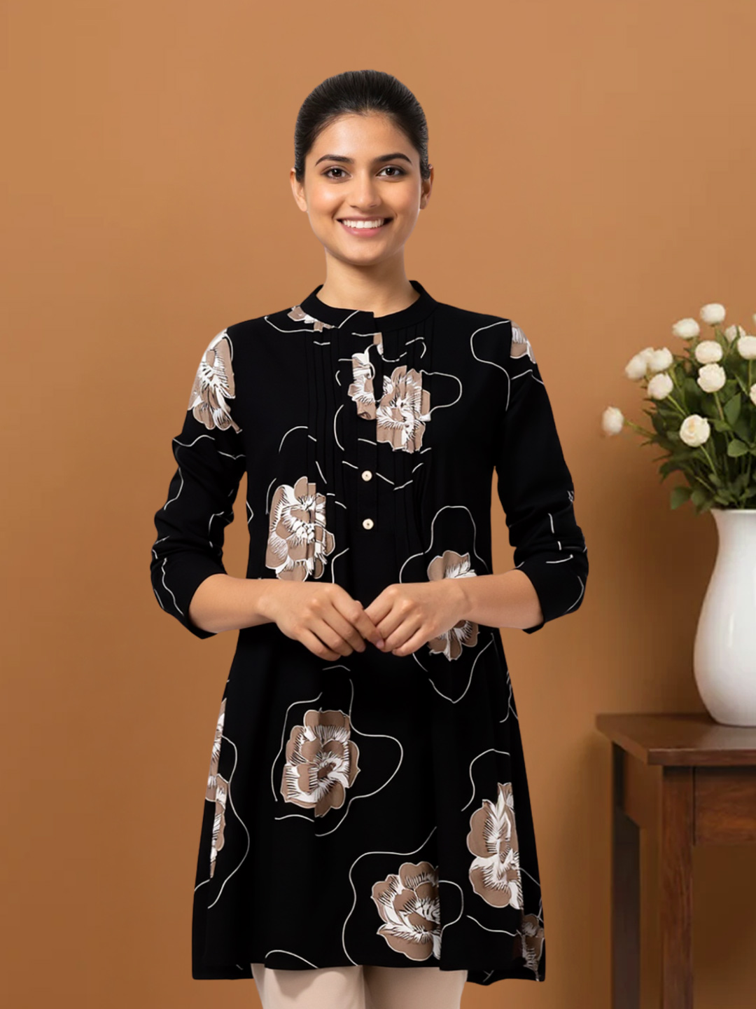 Elegant Floral Printed Short Kurti
