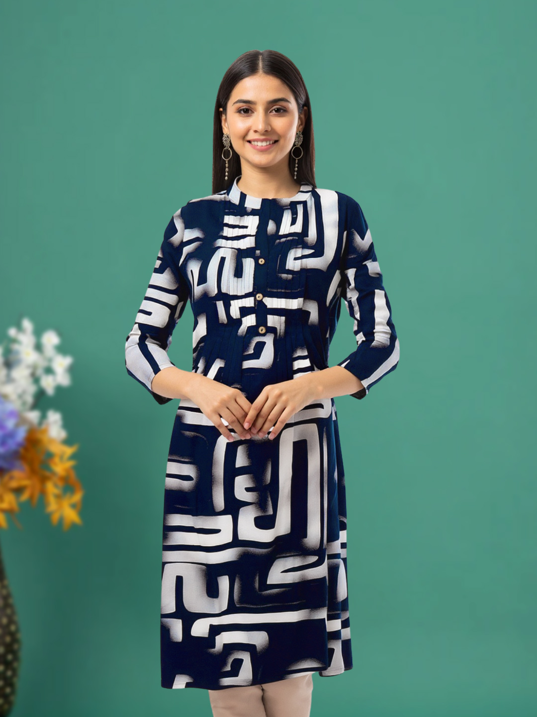 Elegant Geometric Printed Kurta