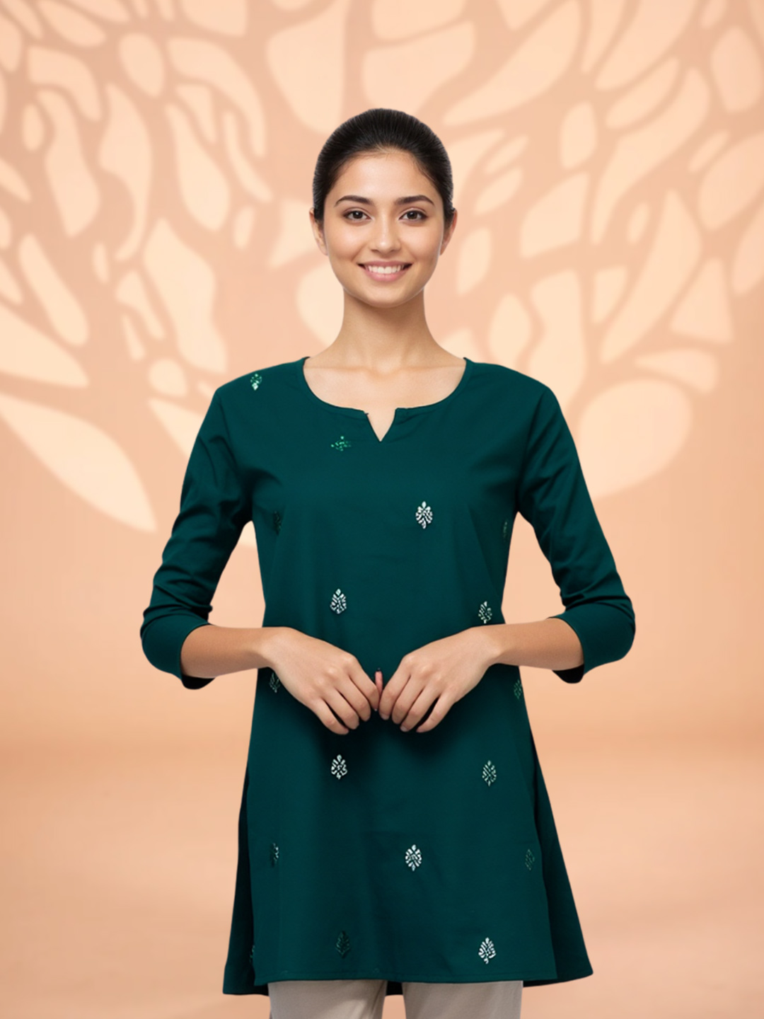 Notched Neckline Short Kurti