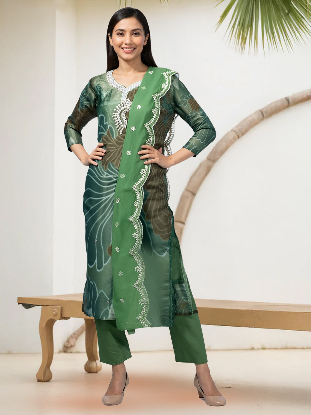 Elegant Ethnic Scalloped Embroidered  Salwar Suit Set