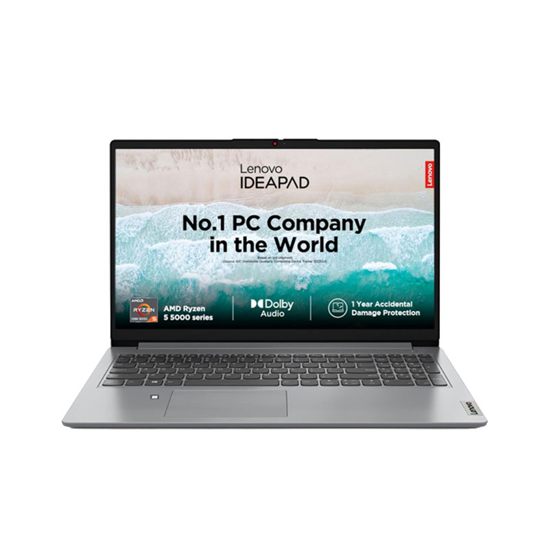 Picture of Lenovo IdeaPad 1 - AMD Ryzen 5 5500U 15.6" (39.62cm) 82R4011PIN  Thin & Light Laptop (8GB / 512GB SSD/ Full HD Display/ Integrated AMD Radeon Graphics/ Camera Privacy Shutter/ Anti-glare/ Windows 11 Home/ Office Home 2024/ 1Year Warranty/ Cloud Grey/ 1.61 kg)