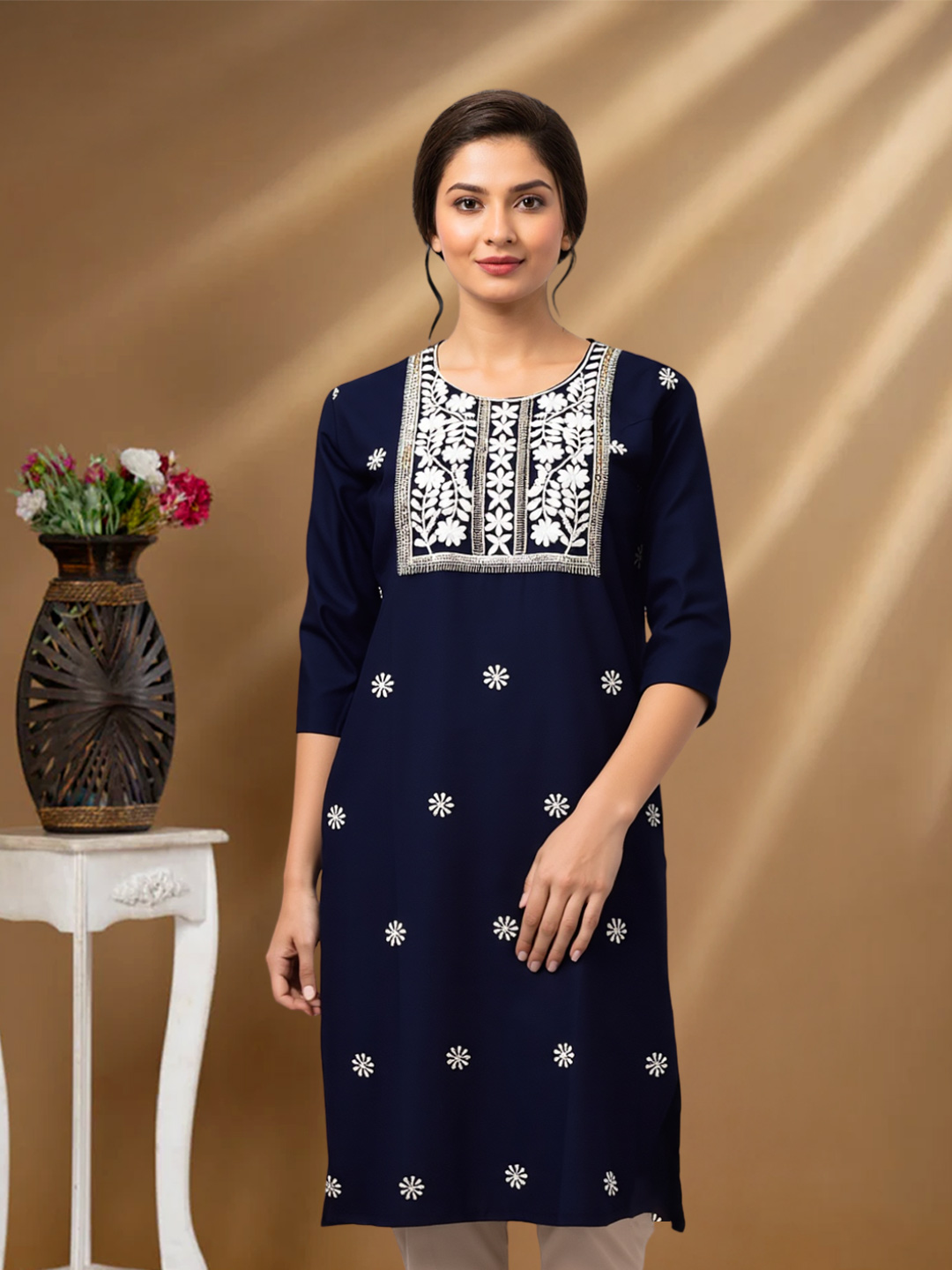 Elegance Embroidered  Straight Cut Kurta
