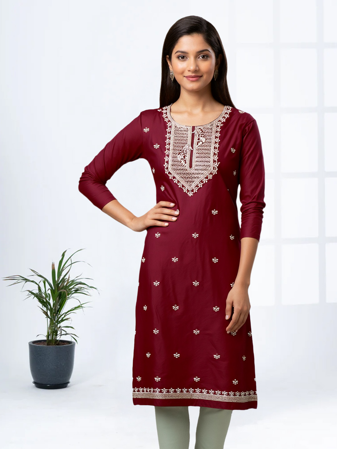 Heavy Embroidery Round Neck Kurta