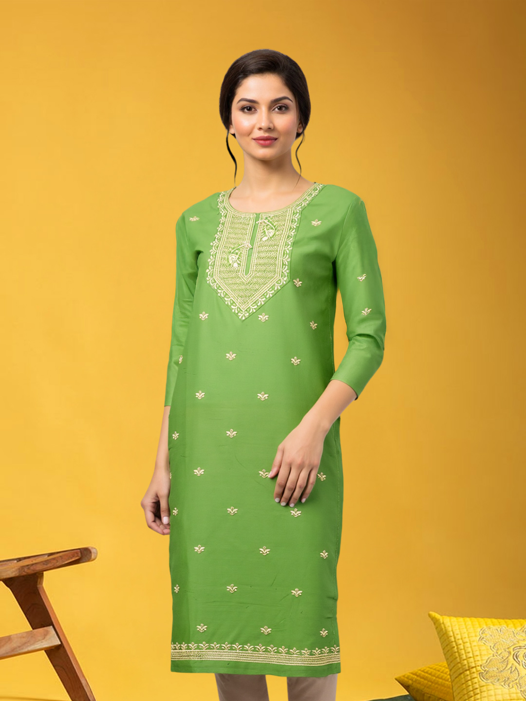 Heavy Embroidery Round Neck Kurta
