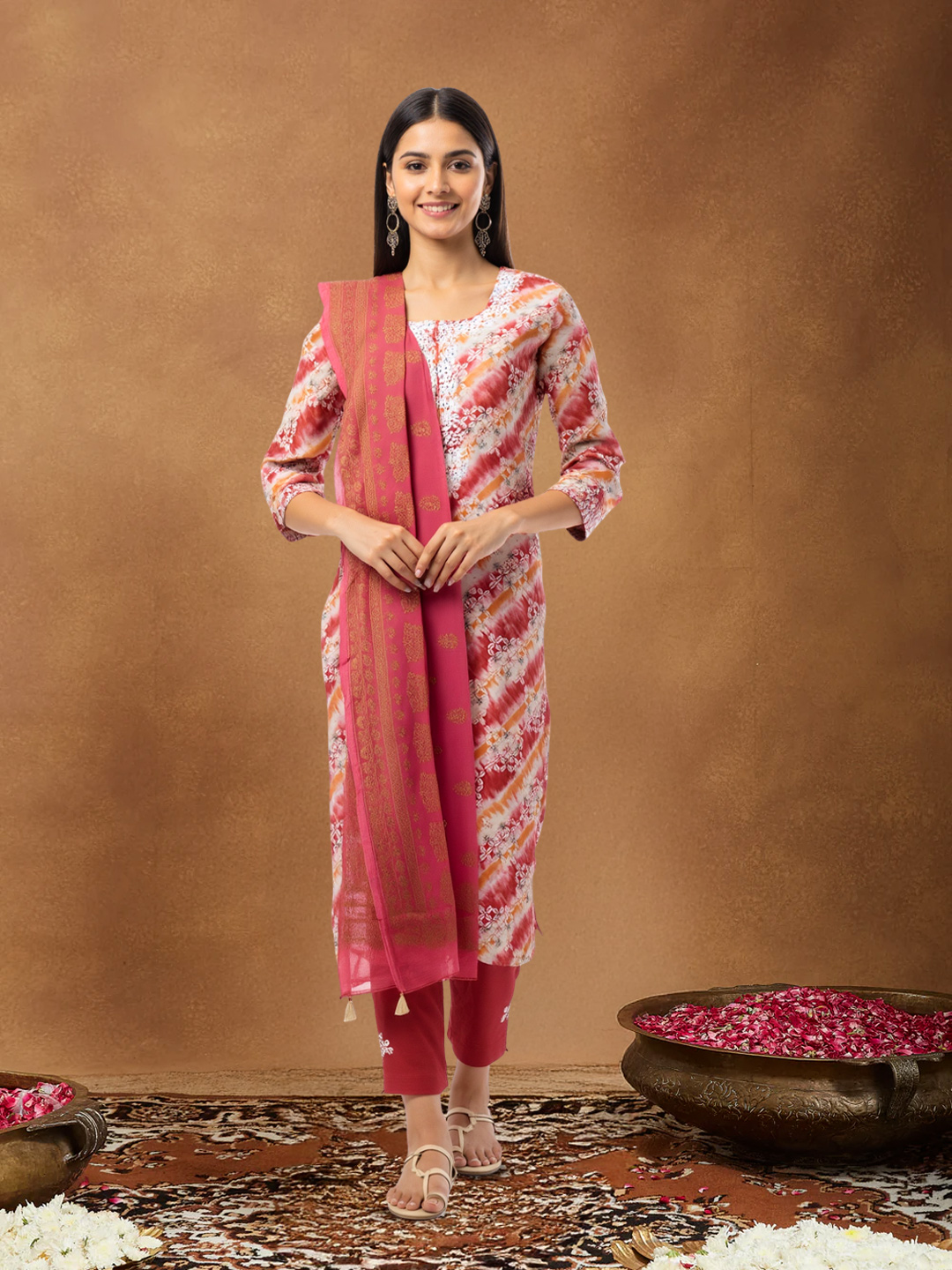 Ethnic Floral Threadwork Embroidery Salwar Suit Set