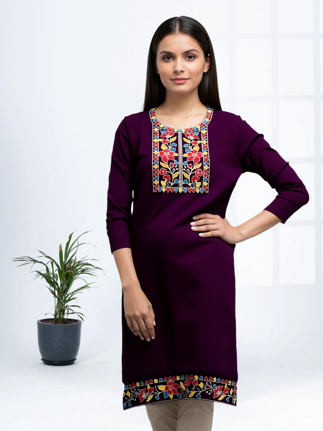 Vibrant Floral Embroidered Kurta