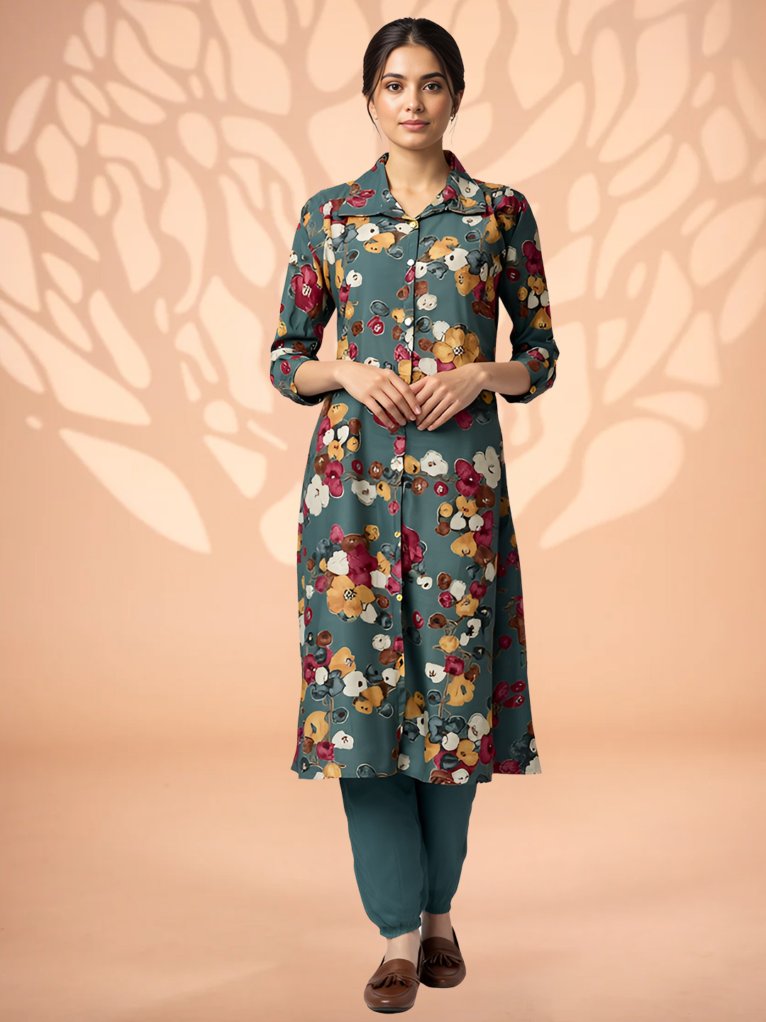 Floral  Printed  Collar Neck Kurta Kurta with Pant Set