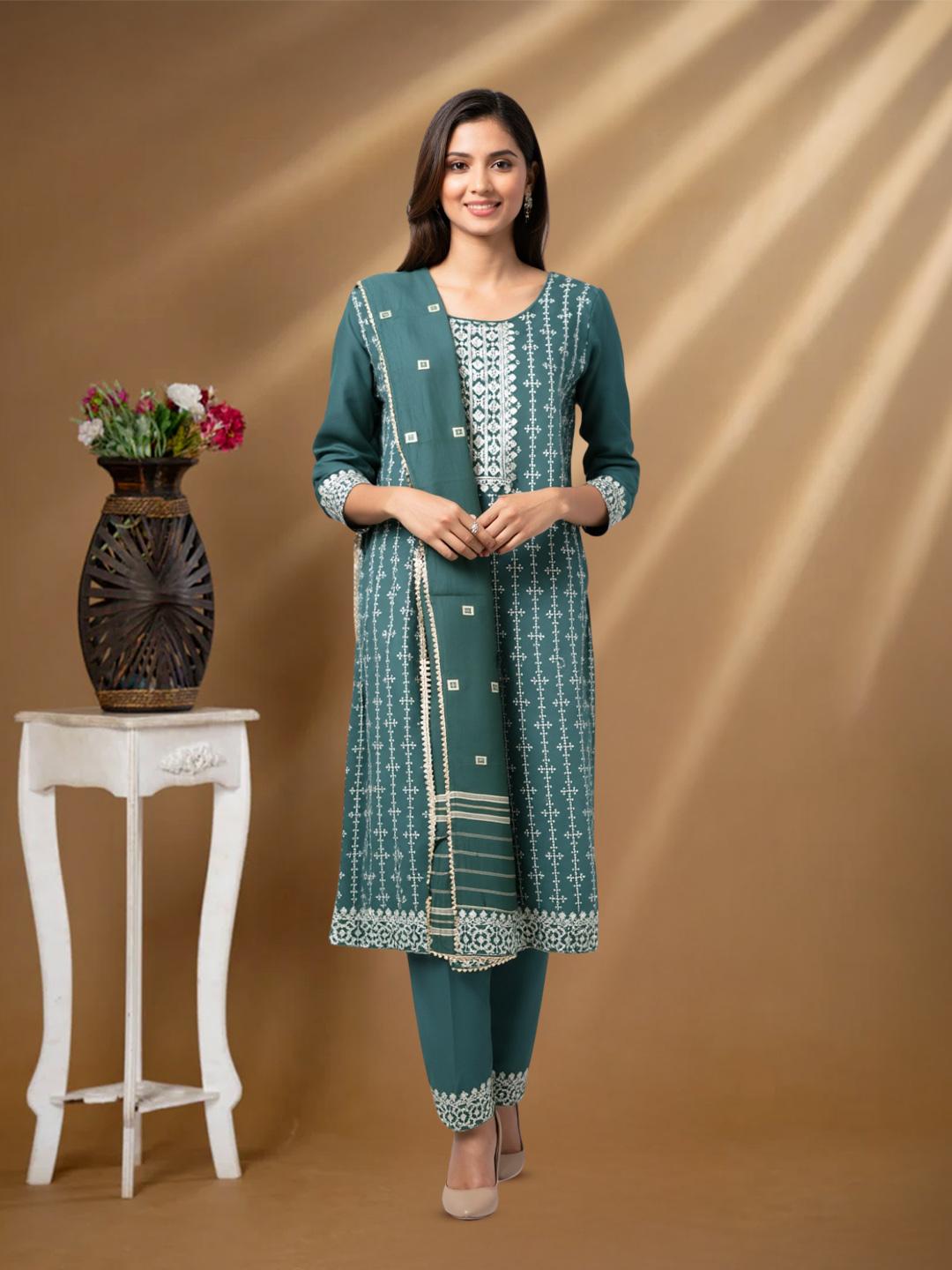Traditional  Round Neck Salwar Suit Set