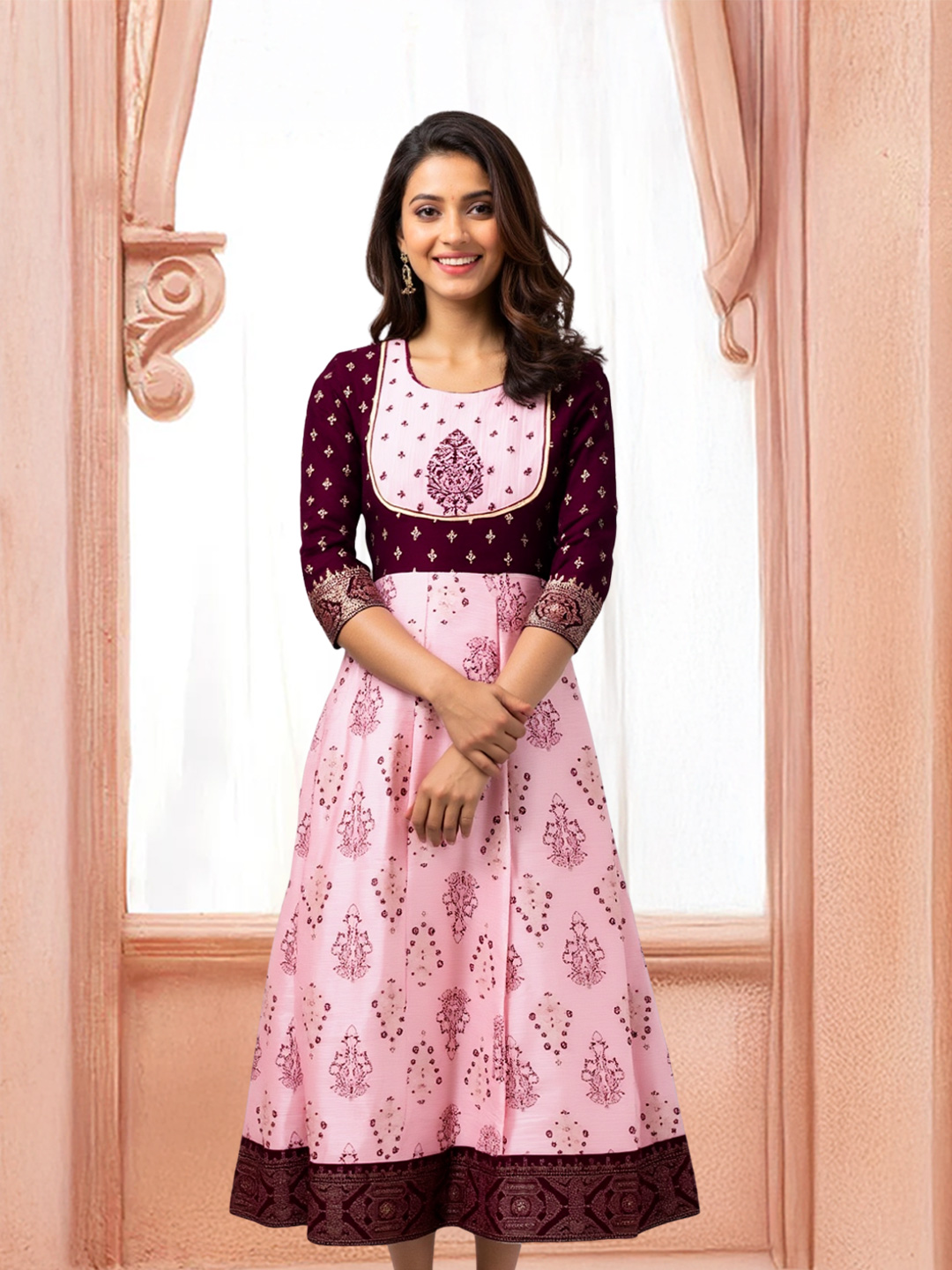 Picture of Stylish Yoke Pattern Anarkali Kurta