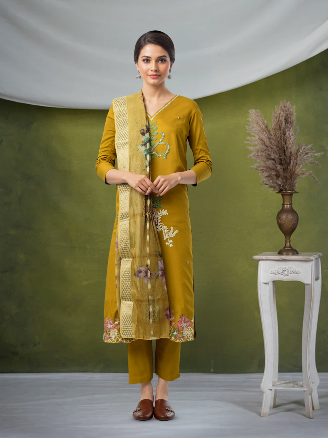 Intricate Embroidery Classic V-Neck Salwar Suit Set