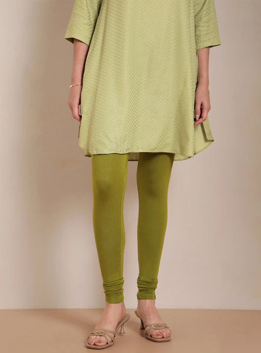 Twin Birds Olive Green Churidar Length Leggings