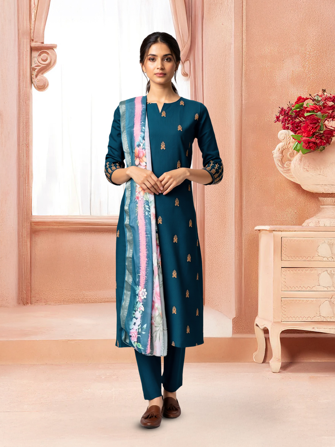 Elegant Ethnic Charm Embroidery  Salwar Suit Set