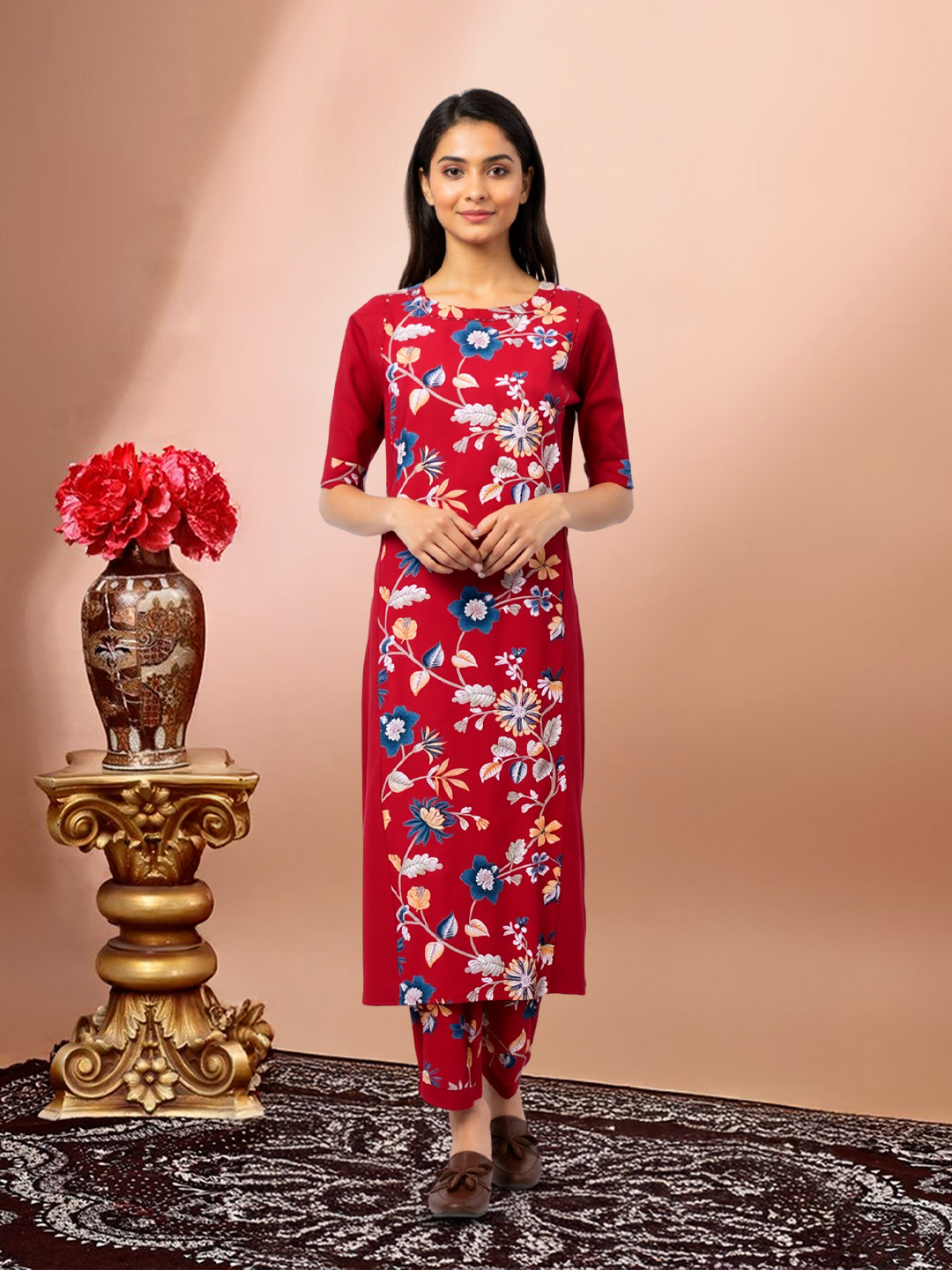 Elegant Floral Comfortable Kurta with Pant Set