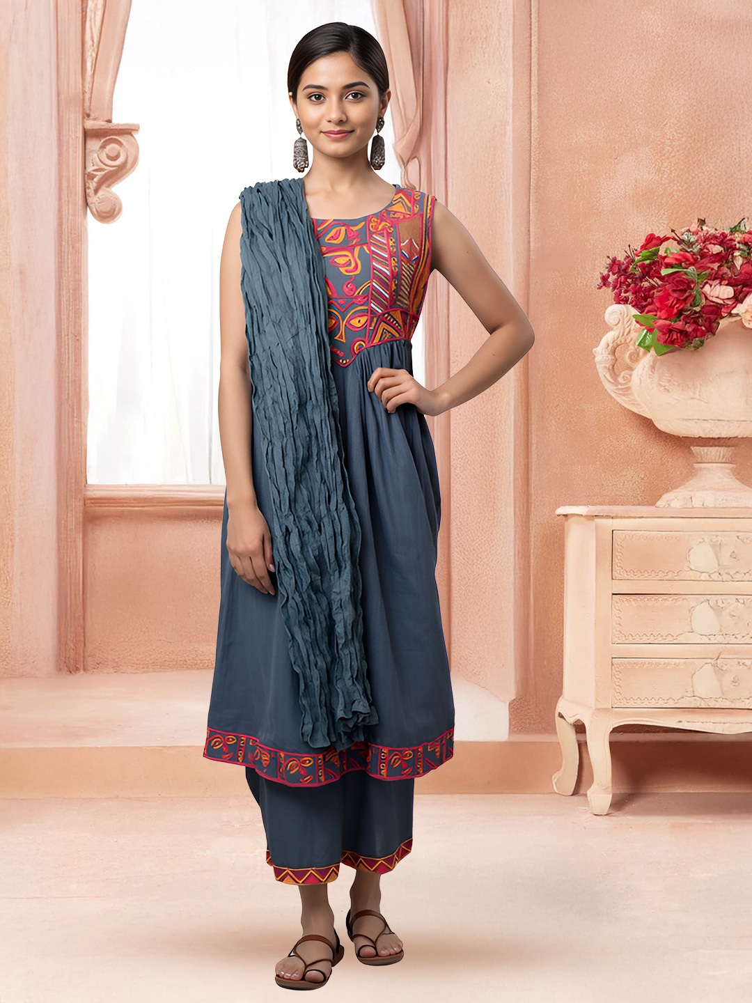 Graceful Ethnic Stylish Yoke Traditional Salwar Suit Set