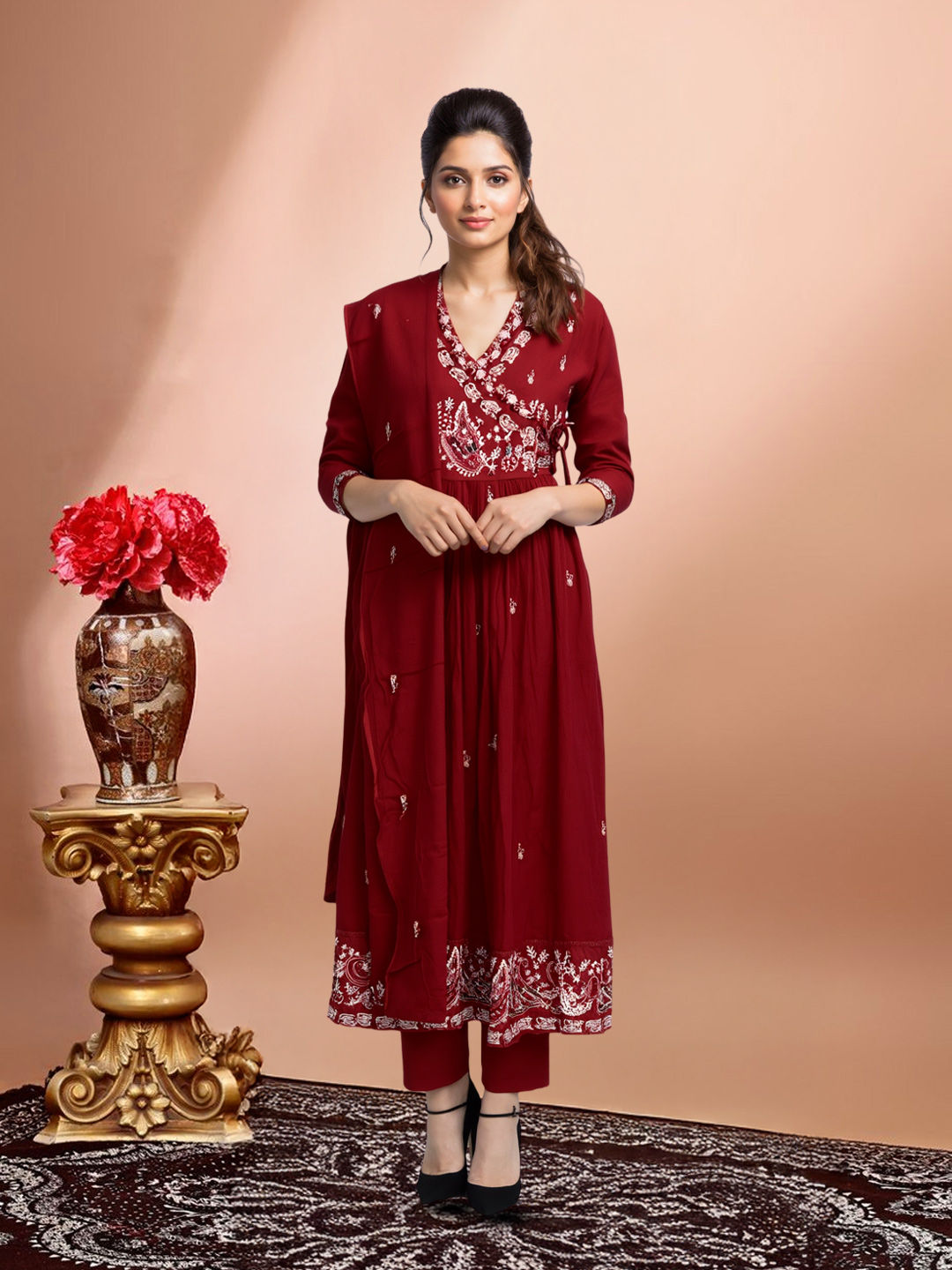 Embroidered Yoke Anarkali Salwar Suit Set