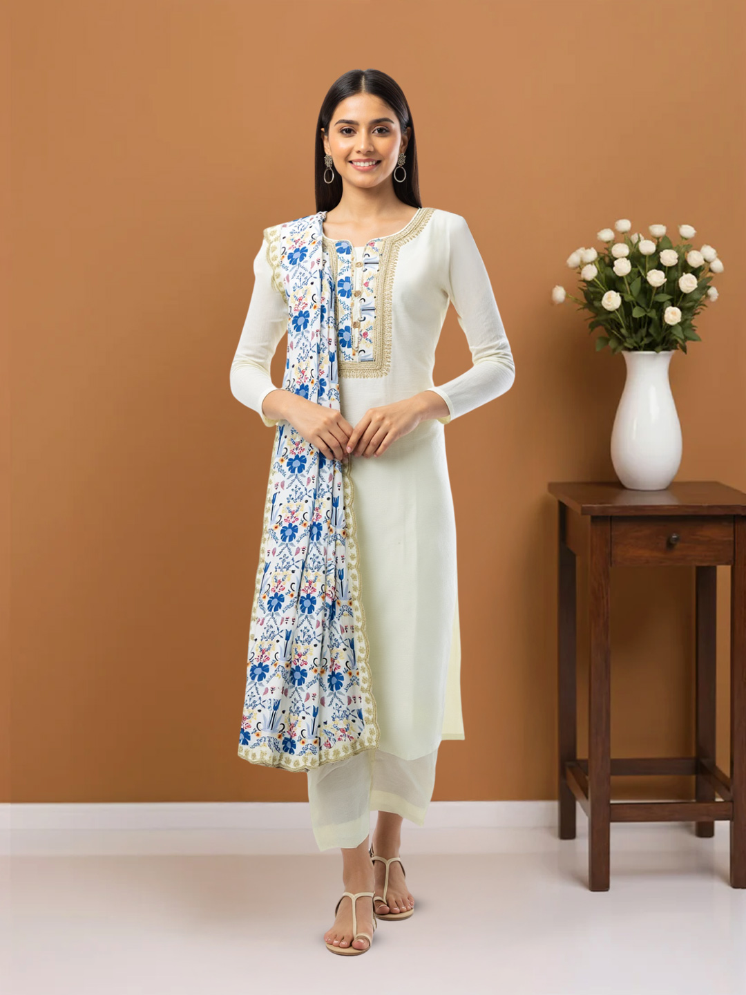 Traditional Embroidered Neckline Salwar Suit Set