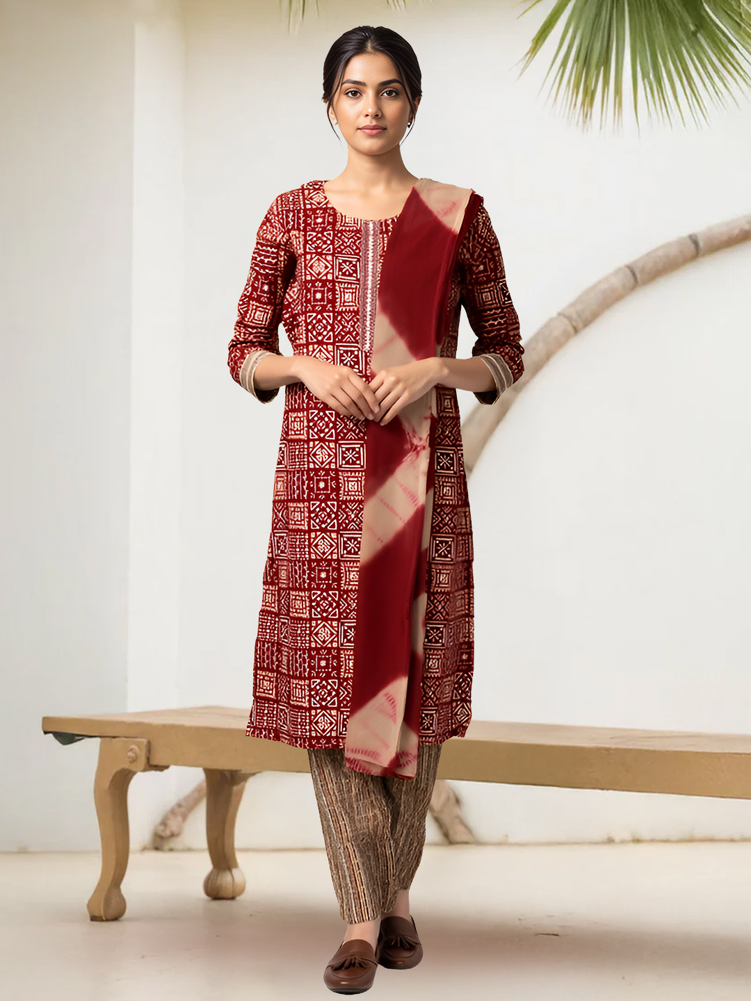 Elegant Traditional Printed Kurta with Pant &  Charming Dupatta Set