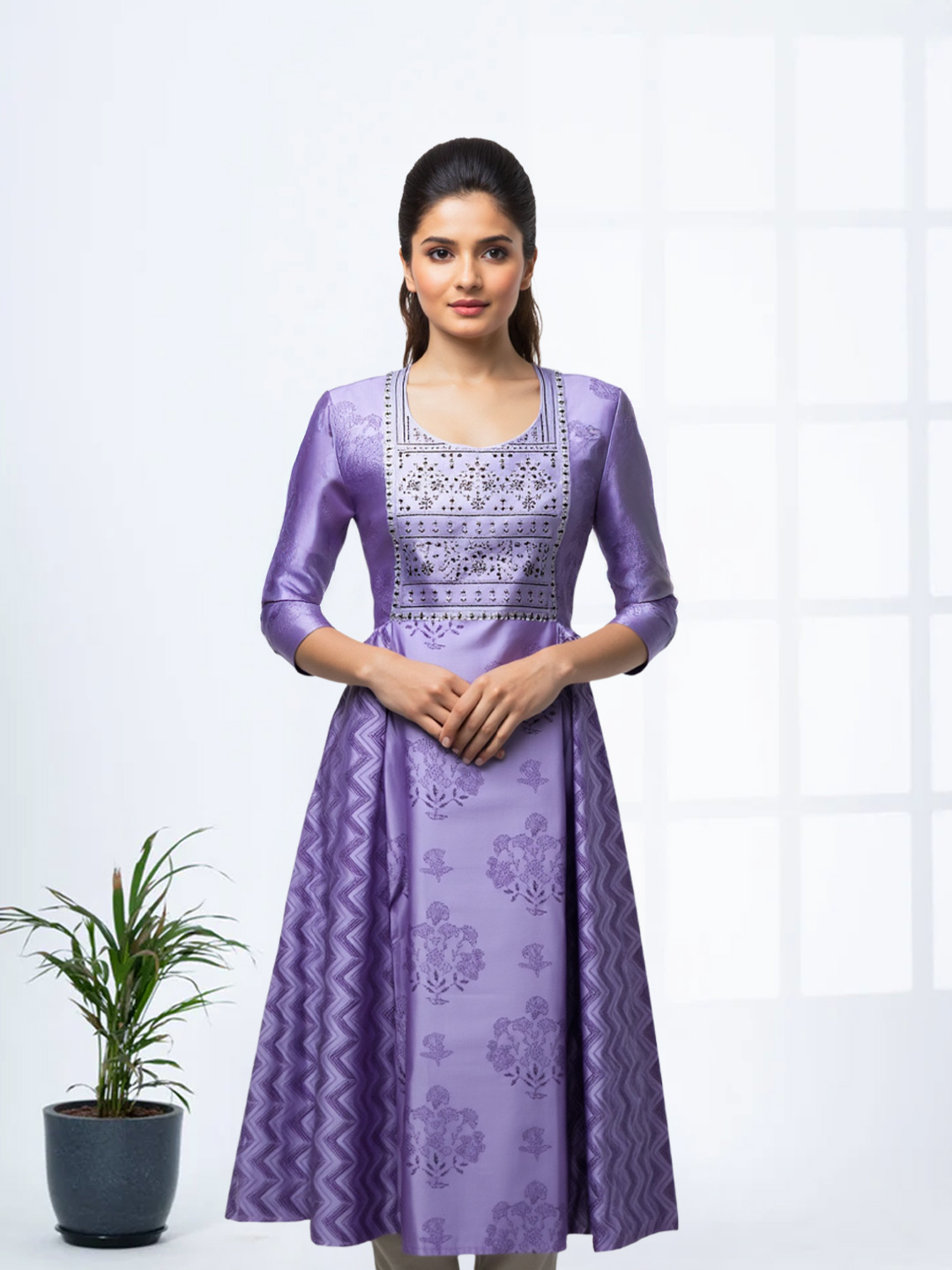 Floral Printed Flare Anarkali Kurta