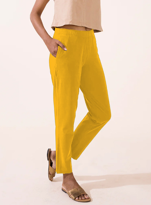 Yellow Waist Flared Cigar Pant with Pocket