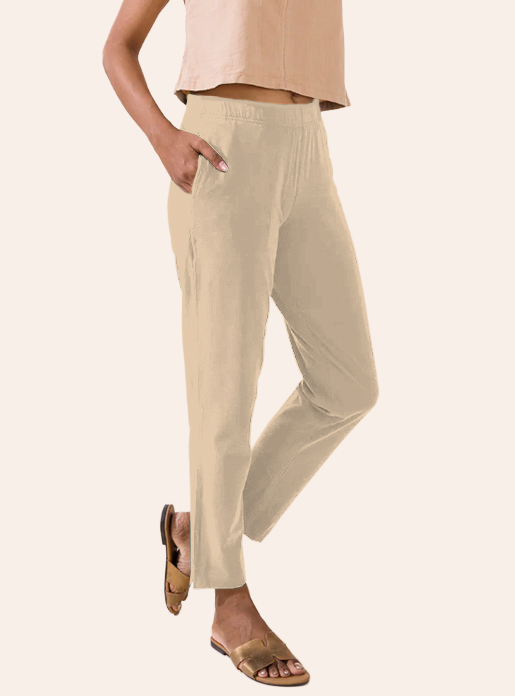 Beige  Waist Flared Cigar Pant with Pocket