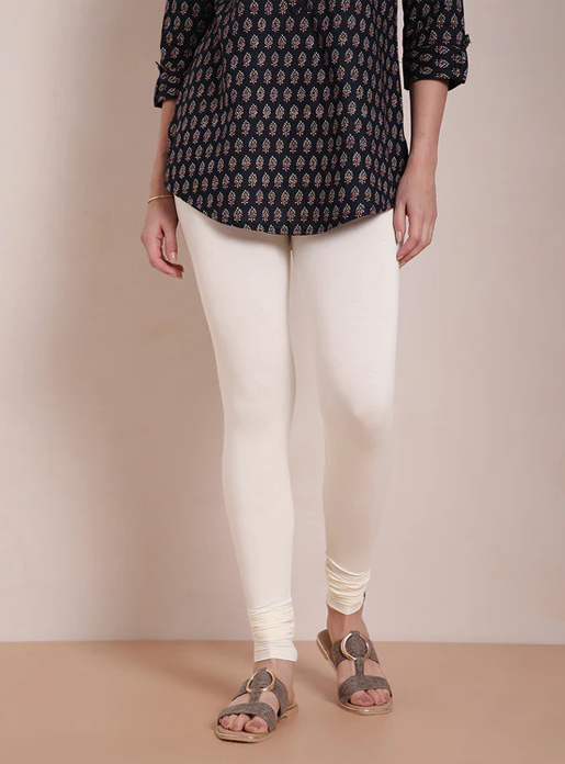 Twin Birds Off-White Churidar Length Leggings