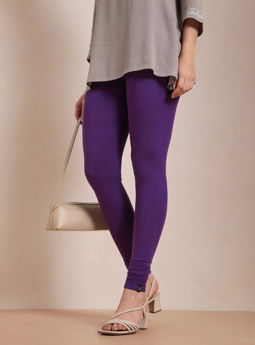 Twin Birds Purple Churidar Length Leggings