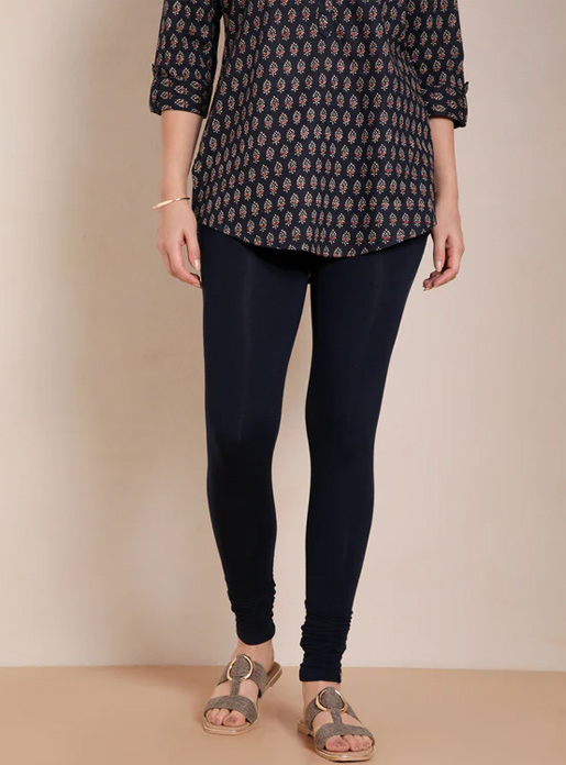 Twin Birds Navy Blue Churidar Length Leggings