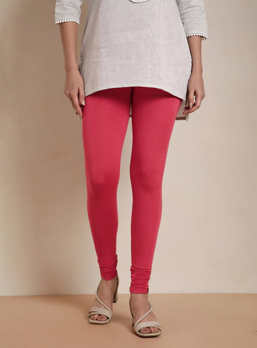 Twin Birds Coral Pink Churidar Length Leggings