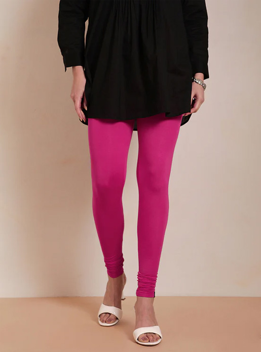 Twin Birds Rose Pink Churidar Length Leggings