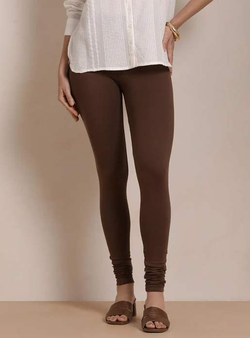 Twin Birds Brown Churidar Length Leggings