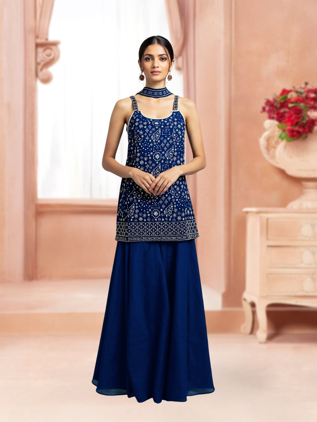 Heavy Beads Work Ethnic Sharara Suit Set