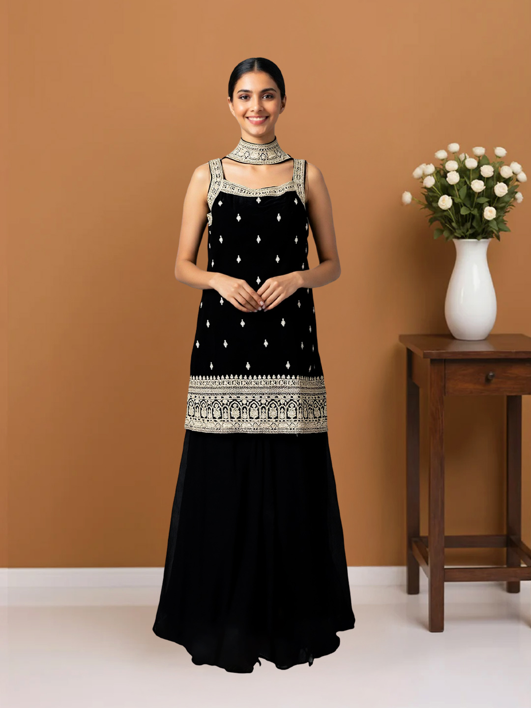 Embellishment Embroidered Sharara Suit Set