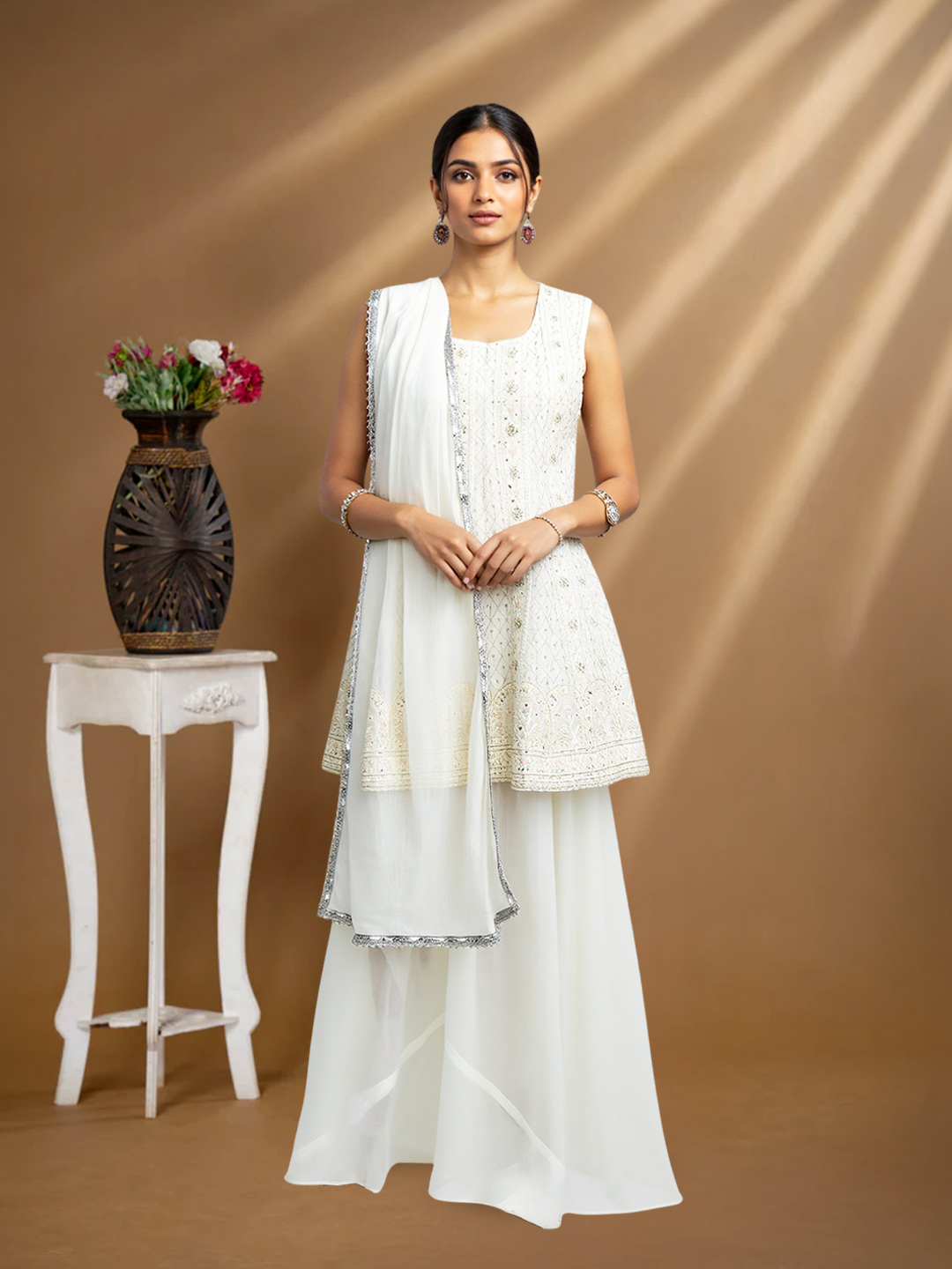 Graceful Floral Ethnic Sharara Suit Set