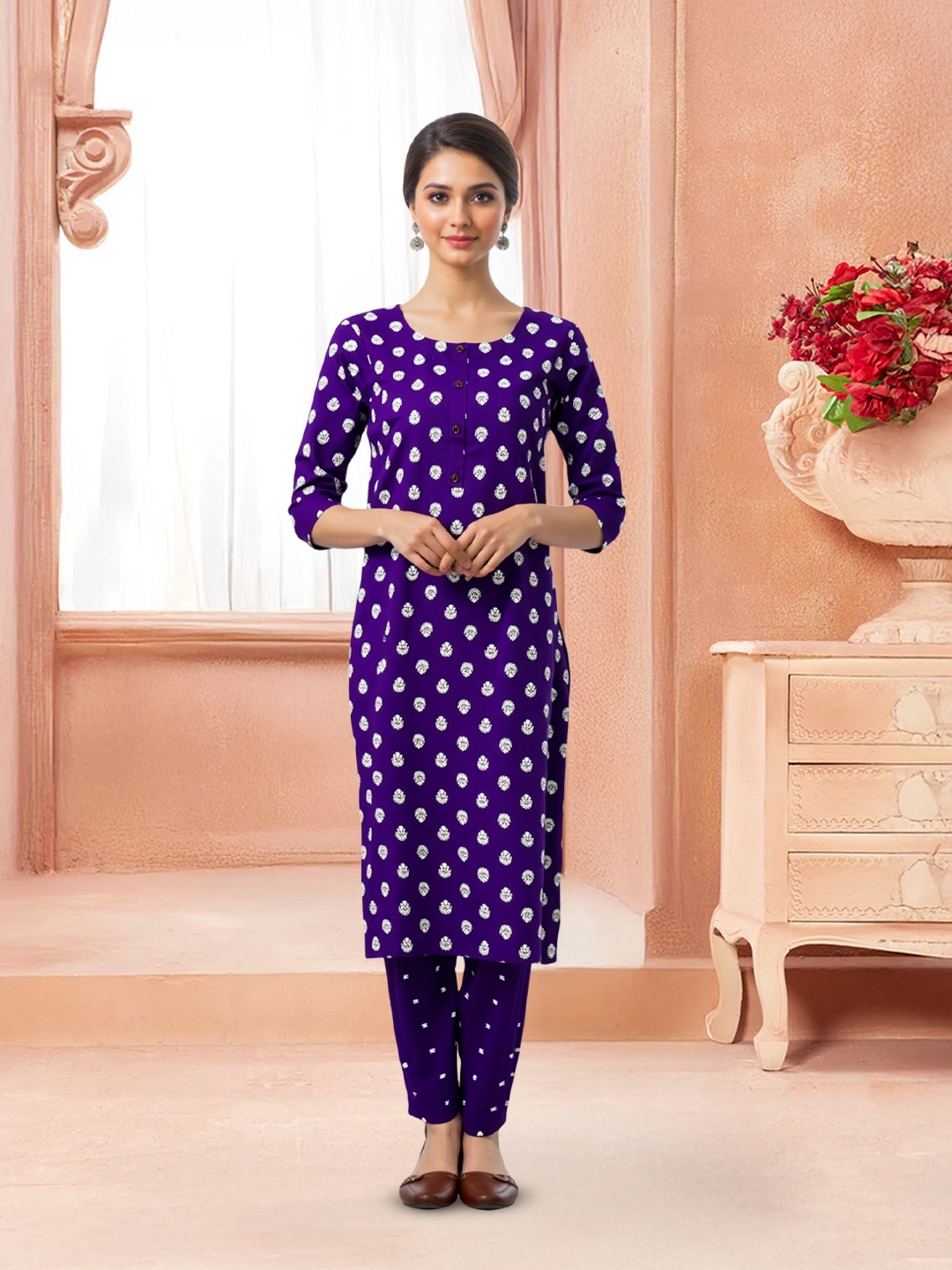 Traditional Motifs Printed Kurta with Pant Set