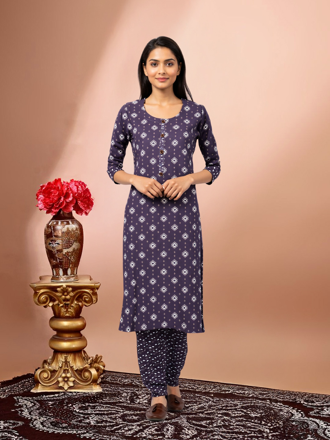 Printed  Motifs  Traditional  Kurta with Pant Set
