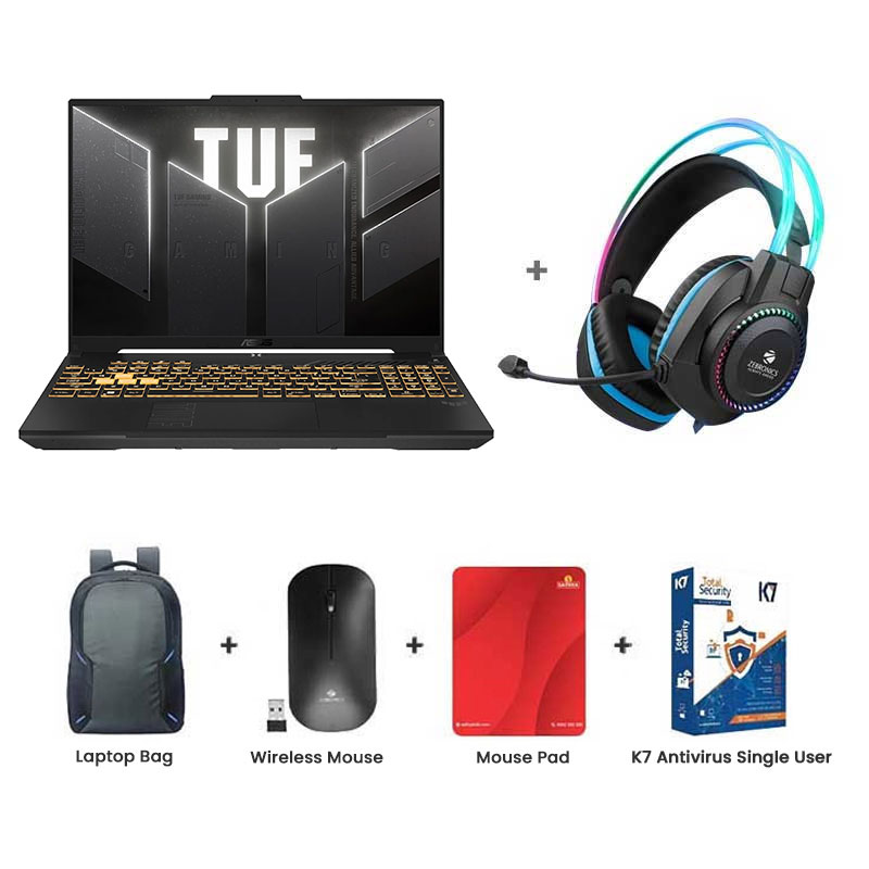 Picture of Asus TUF Gaming F16 - Intel Core 5 210H 16" (40.64 cms) FX607VJB-RL179WS Gaming Laptop (16GB/ 512GB SSD/ Full HD Plus Display/ 6GB GDDR6 NVIDIA GeForce RTX 3050/ Windows 11 Home/ Microsoft Office Home 2024 + Microsoft 365 Basic/ 1Year Warranty/ Mecha Gray/ 2.20 kg)