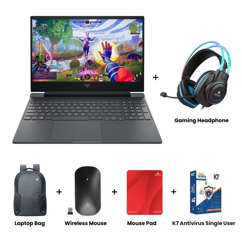 Picture of HP Victus - 13th Gen Intel Core i7-13620H 15.6" (39.6 cm)  15-fa2308TX Gaming Laptop (24GB DDR5/ 1TB SSD/ Full HD Display/ NVIDIA GeForce RTX 5060 8GB/ Micro-edge/ Anti-glare/ RGB Backlit Keyboard/ Windows 11 Home/ MS Office 2024/ 1Year Warranty/ Mica Silver/ 2.29 kg)