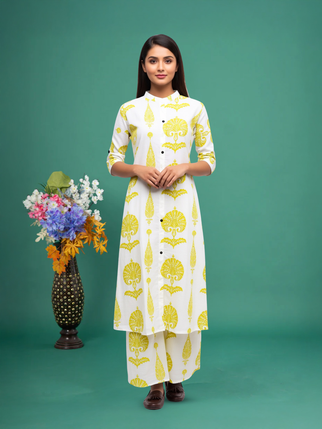 Ethnic Motifs Straight-Cut Kurta with Palazzo Co-Ord Set