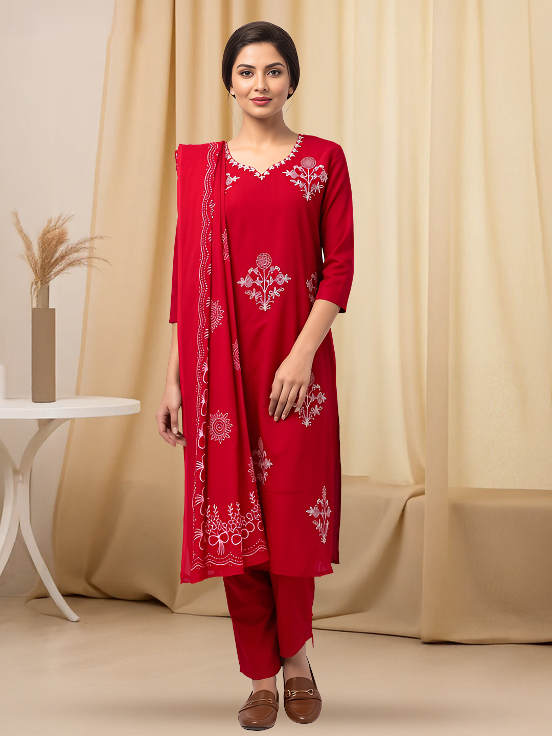 Elegant Floral  Threadwork Embroidery  Salwar Suit Set