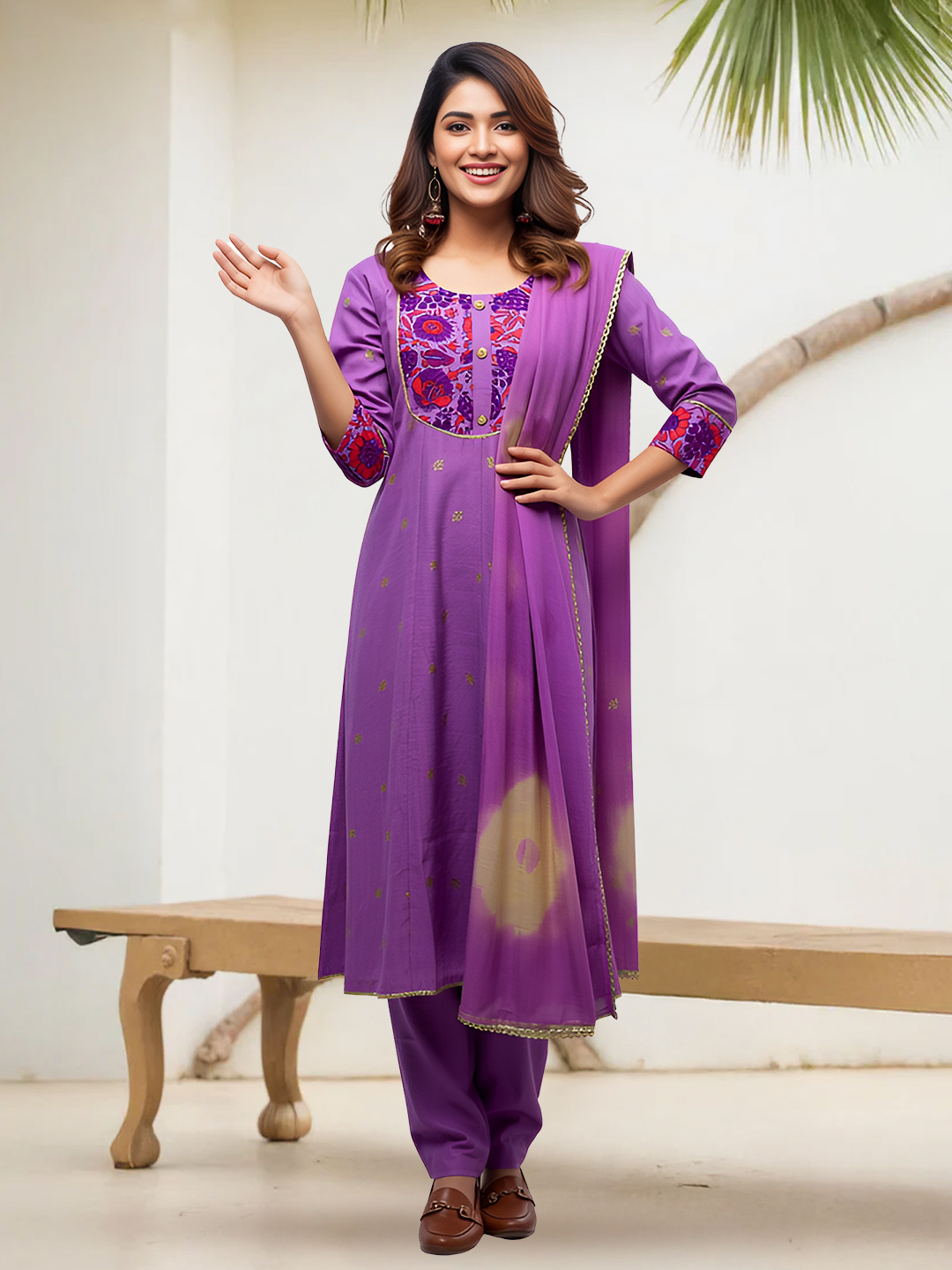 Elegant Yoke Floral Printed Salwar Suit Set