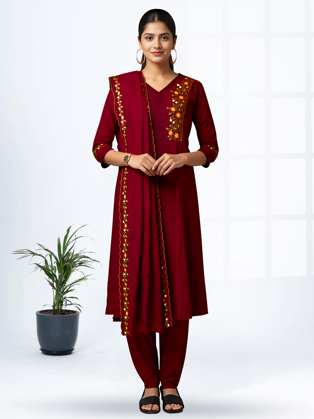 Floral Embroidery Ethnic Festive Salwar Suit Set