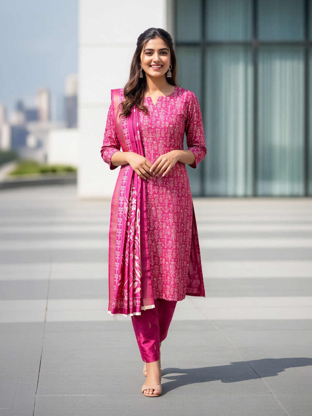 Picture of Elegant Traditional Floral Printed Salwar Suit Set