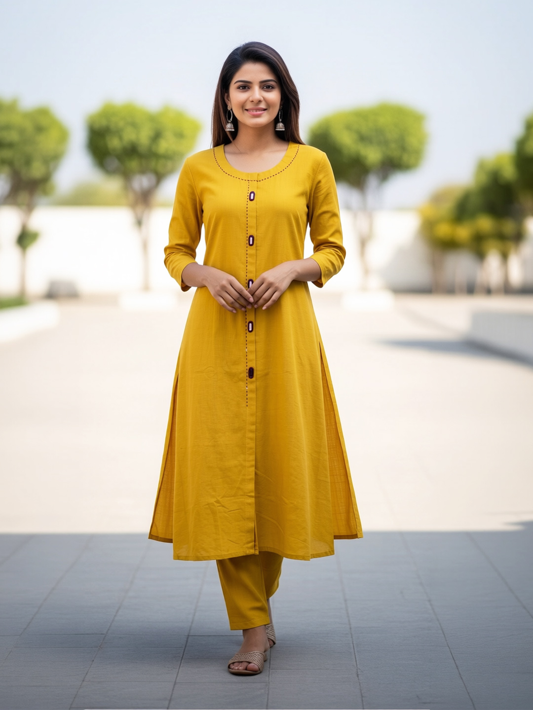 Graceful Ethnic Mirror Work Kurta with Pant Set