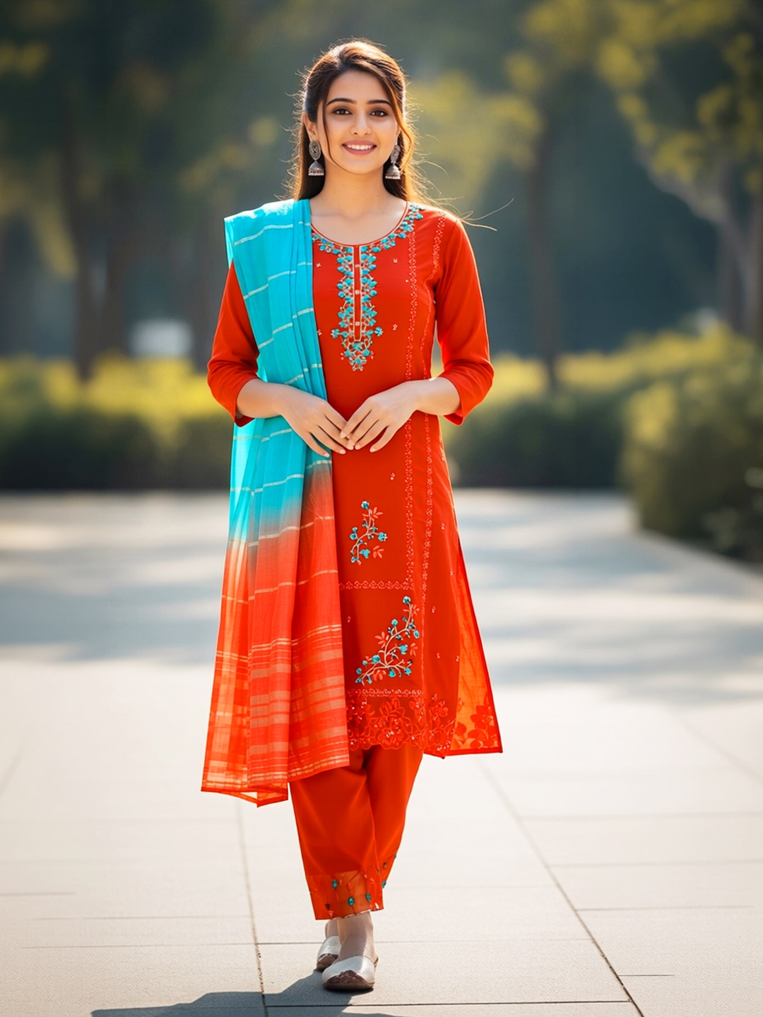 Beautiful Floral Embroidery Sequinned Salwar Suit Set